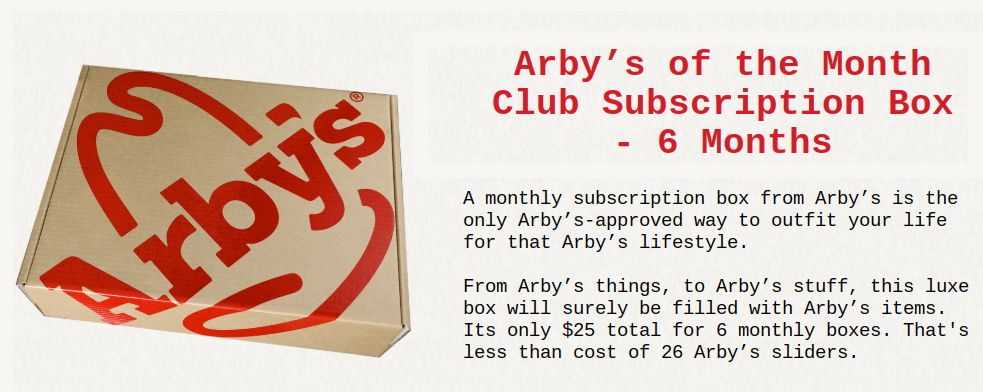 Arby's swag products